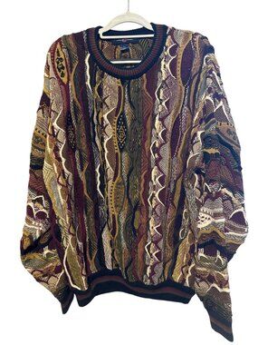 Cotton Traders Coogi-Style Sweater XLT Multi Color Cosby Style
